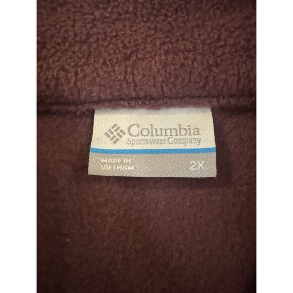 Women’s COLUMBIA Plum Wine Maroon Fleece Zip Front Jacket Size 2X Pockets - Picture 8 of 8